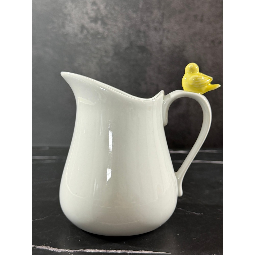 BIA Cordon Bleu White 5in Ceramic Pitcher with Yellow Bird on Handle